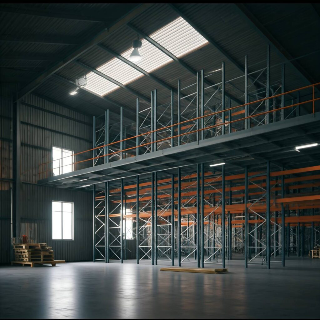 Mezzanine with Safe and Secure Pallet Gates